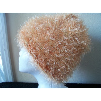 Hand knitted warm & soft beanie/hat  fuzzy soft peach  eb-41115382